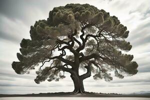 fantasía silueta de un árbol en el desierto. ai generativo foto