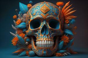 Day of the Dead sugar skull. Mexican sugar skull. ai generative photo