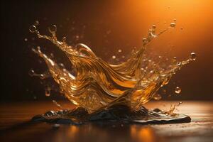 a colorful water splash on a gradient background. ai generative photo