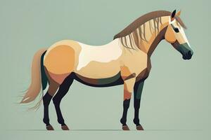 Brown and white horse standing. Vector illustration. ai generative photo