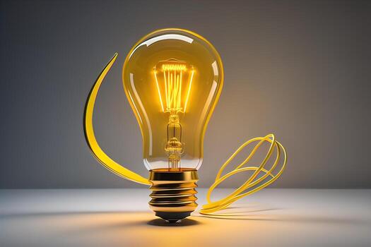 Glowing glass light bulb on dark background. ai generative photo