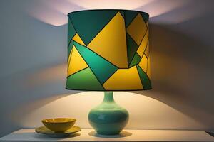 decorative table lamp on solid color background. ai generative photo