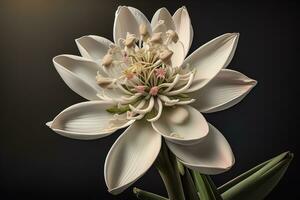 ramo de flores de campanillas en un negro antecedentes. estudio fotografía. ai generativo foto