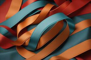 Shiny satin ribbon in brown color isolated on white background. ai generative photo