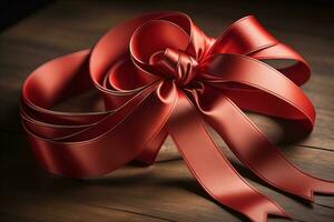 Shiny satin ribbon in brown color isolated on white background. ai generative photo