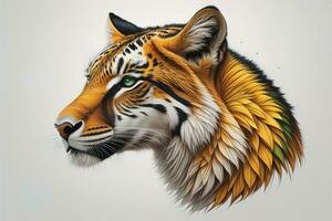 Tiger head with colorful background. ai generative photo