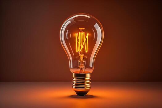 brillante vaso ligero bulbo en oscuro antecedentes. ai generativo foto