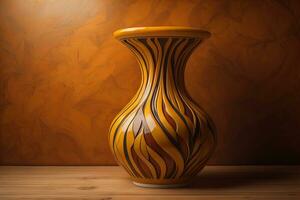 Ceramic vase on a solid color background. ai generative photo