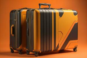 a travel suitcase isolated on a solid color background. ai generative photo