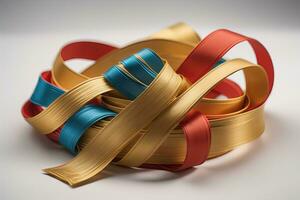 Shiny satin ribbon in brown color isolated on white background. ai generative photo