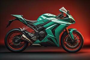 Modern powerful sports motorcycle on a colorful background. ai generative photo