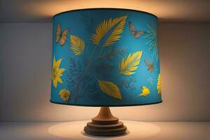 decorative table lamp on solid color background. ai generative photo