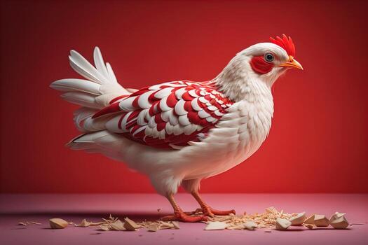 vistoso pollo en un sólido color fondo, estudio foto. ai generativo foto