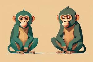 Vector illustration of a monkey. Cartoon style. ai generative photo