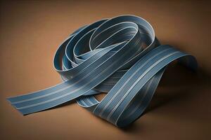 Shiny satin ribbon in brown color isolated on white background. ai generative photo