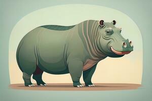 Hippopotamus standing on its hind legs. Vector illustration. ai generative photo