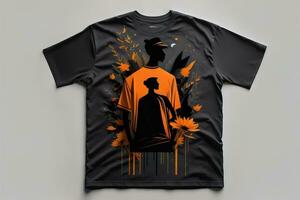 vistoso camisetas en frente de oscuro antecedentes. ai generativo foto