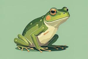 Frog on a green background. Vector illustration of a frog. ai generative photo