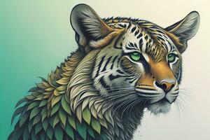 Tiger head with colorful background. ai generative photo