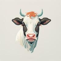 Illustration of a portrait of a cow on a grey background. ai generative photo