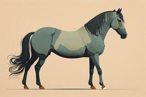 Brown and white horse standing. Vector illustration. ai generative photo