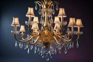 Luxury chandelier isolated on dark background. ai generative photo