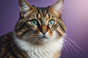 Portrait of a beautiful Maine Coon cat on a dark background. ai generative photo