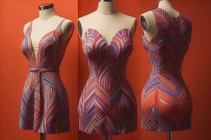 Women's dress on a mannequin in a fashion store. ai generative photo