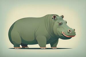 Hippopotamus standing on its hind legs. Vector illustration. ai generative photo