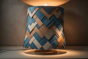 a decorative and colorful lamp on a solid color background. ai generative photo
