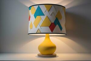 decorative table lamp on solid color background. ai generative photo