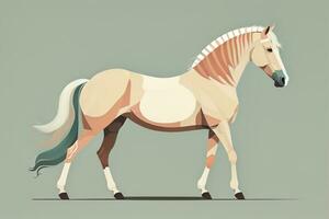 Brown and white horse standing. Vector illustration. ai generative photo