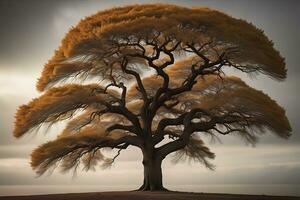 fantasía silueta de un árbol en el desierto. ai generativo foto