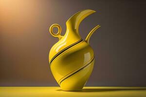 Ceramic vase on a solid color background. ai generative photo