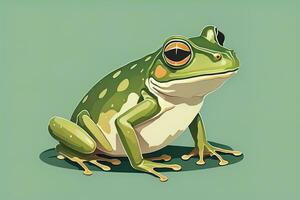 Frog on a green background. Vector illustration of a frog. ai generative photo