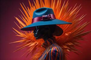 Stylish female hat on mannequin. ai generative photo