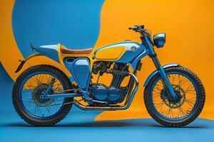 Modern powerful sports motorcycle on a colorful background. ai generative photo