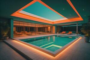 Swimming pool in a modern villa, ai generative photo