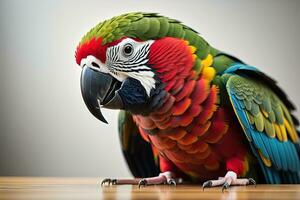 Portrait of a colorful macaw parrot. ai generative photo