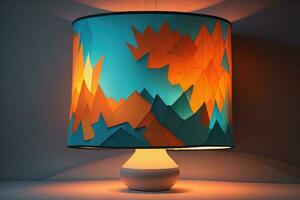 decorative table lamp on solid color background. ai generative photo