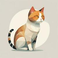 Cute cat sitting on the floor. Vector illustration in retro style. ai generative photo