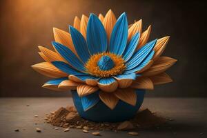 Flowers in a pot on a solid color background. ai generative photo