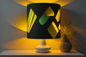 a decorative and colorful lamp on a solid color background. ai generative photo