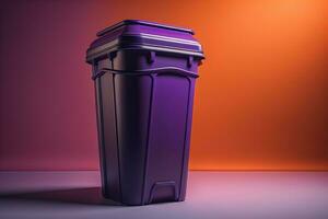 Garbage can on a colorful wall background, vintage color tone style. ai generative photo