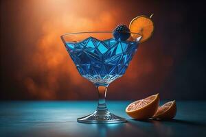 Cocktail in a glass on a solid color background. ai generative photo