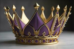 low key image of beautiful golden queen, king crown. ai generative photo