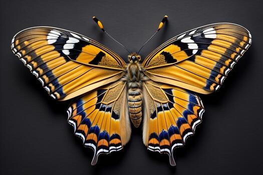 Butterfly Papilio machaon isolated on solid color background. ai generative photo