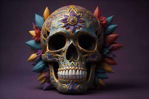 Day of the Dead sugar skull. Mexican sugar skull. ai generative photo