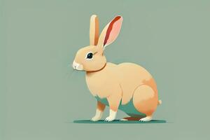 Vector illustration of a cute white rabbit sitting on a gray background. ai generative photo