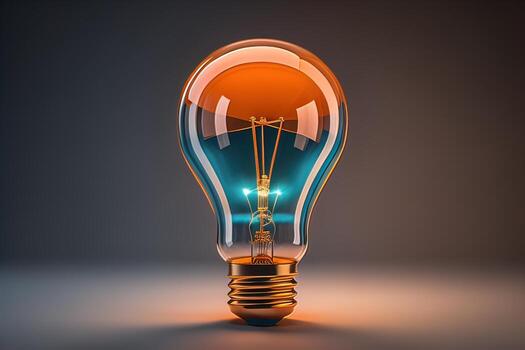 brillante vaso ligero bulbo en oscuro antecedentes. ai generativo foto